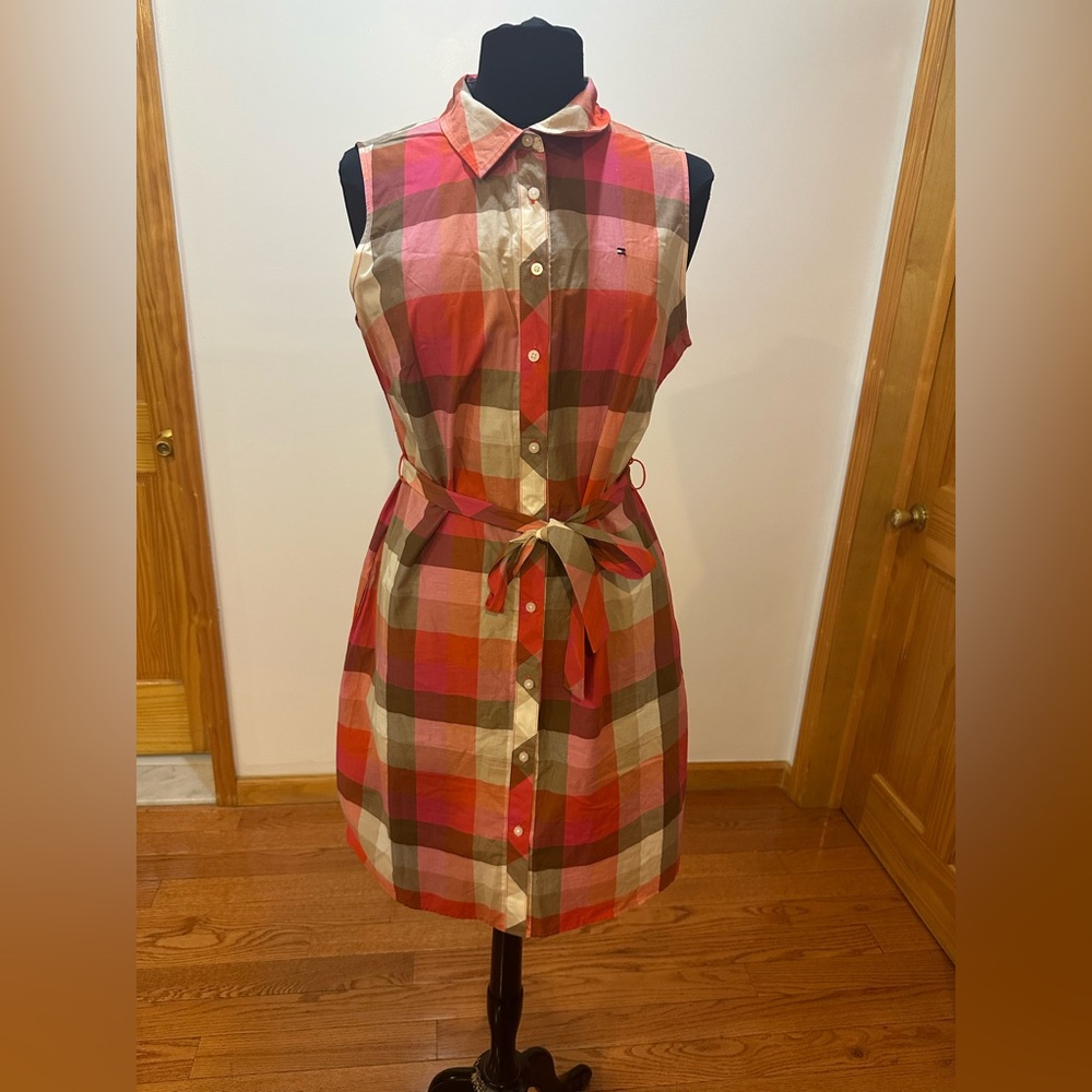 NWOT Tommy Hilfiger Vibrant Multicolor plaid button down Shirt Dress Size 10 - Picture 14 of 16